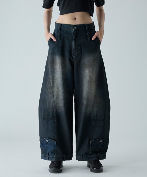 CIASENSE(シアセンス)の「Design Belt Loop Curved Denim Pants / デザインベルトループカーブデニムパンツ(デニムパンツ・メンズ・ダークインディゴブルー・S/M/L)」の2枚目の写真