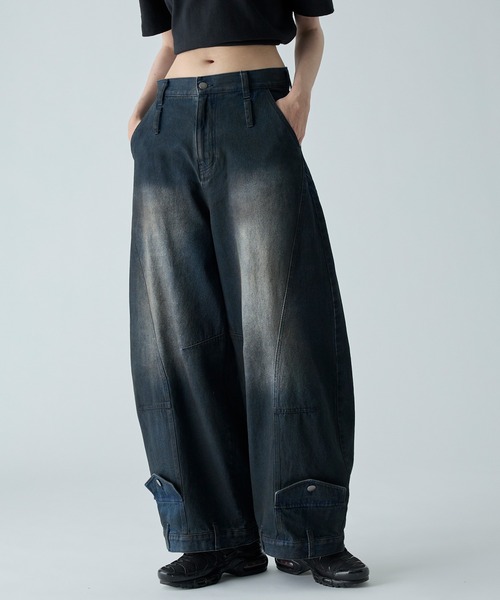 CIASENSE(シアセンス)の「Design Belt Loop Curved Denim Pants / デザインベルトループカーブデニムパンツ(デニムパンツ・メンズ・ダークインディゴブルー・S/M/L)」の3枚目の写真