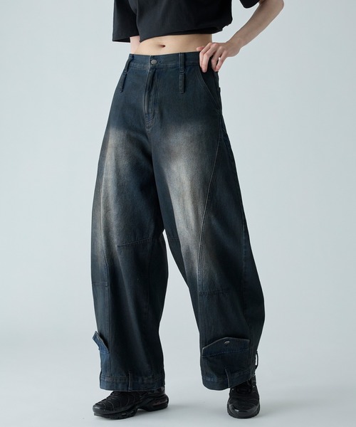 CIASENSE(シアセンス)の「Design Belt Loop Curved Denim Pants / デザインベルトループカーブデニムパンツ(デニムパンツ・メンズ・ダークインディゴブルー・S/M/L)」の4枚目の写真