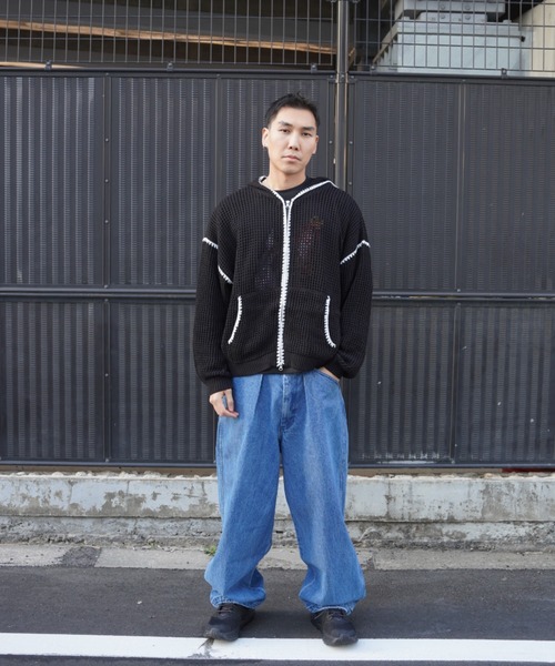 BEAVER（ビーバー）の「B omnivore/ビーオムニボー　HAND - STITCH MESH HOODIE（パーカー・メンズ・ブラック/ベージュ・L/M）」の14枚目の写真