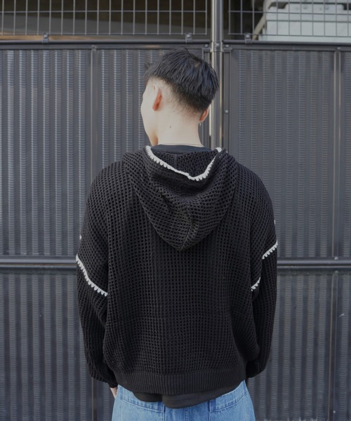 BEAVER（ビーバー）の「B omnivore/ビーオムニボー　HAND - STITCH MESH HOODIE（パーカー・メンズ・ブラック/ベージュ・L/M）」の13枚目の写真