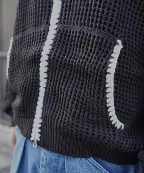 BEAVER（ビーバー）の「B omnivore/ビーオムニボー　HAND - STITCH MESH HOODIE（パーカー・メンズ・ブラック/ベージュ・L/M）」の17枚目の写真