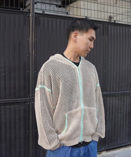 BEAVER（ビーバー）の「B omnivore/ビーオムニボー　HAND - STITCH MESH HOODIE（パーカー・メンズ・ブラック/ベージュ・L/M）」の19枚目の写真