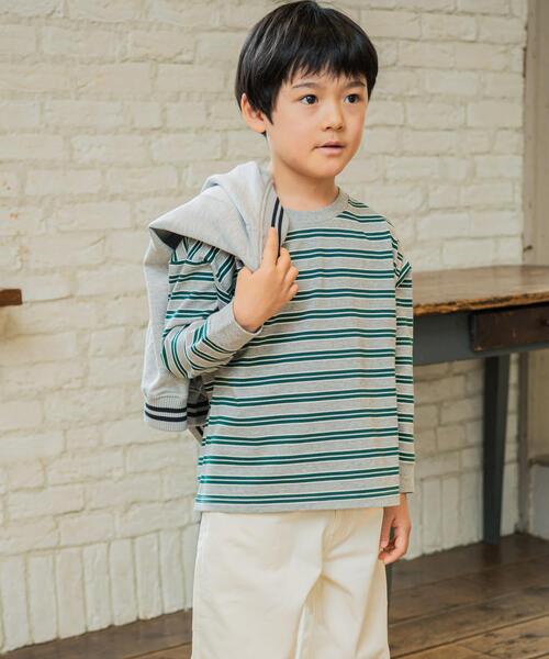 URBAN RESEARCH DOORS（アーバンリサーチドアーズ）の「『150サイズあり』マルチボーダープルオーバー(KIDS)（Tシャツ/カットソー・キッズ・グレー系その他/ネイビー・105/135/120/150）」の4枚目の写真