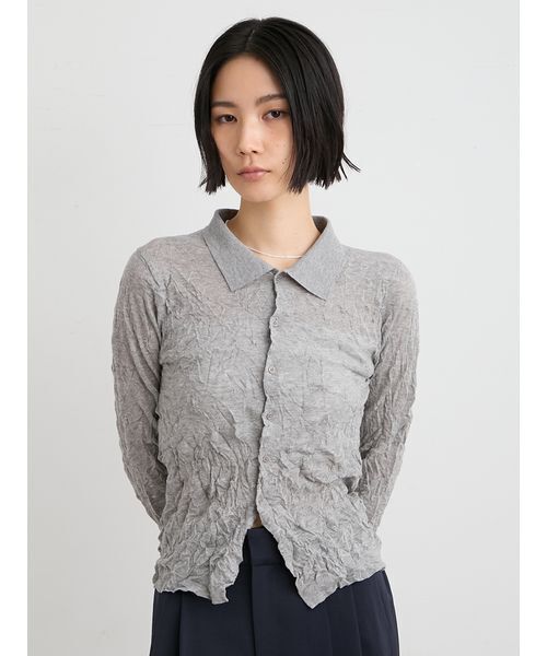 MIESROHE（ミースロエ）の「ワッシャーニットシャツ（ニット/セーター・レディース・ホワイト/ミント/イエロー/グレー・F）」の2枚目の写真