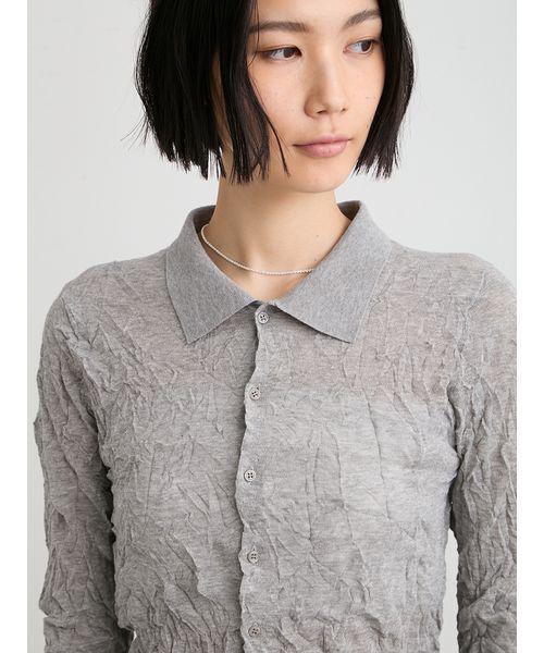 MIESROHE（ミースロエ）の「ワッシャーニットシャツ（ニット/セーター・レディース・ホワイト/ミント/イエロー/グレー・F）」の18枚目の写真