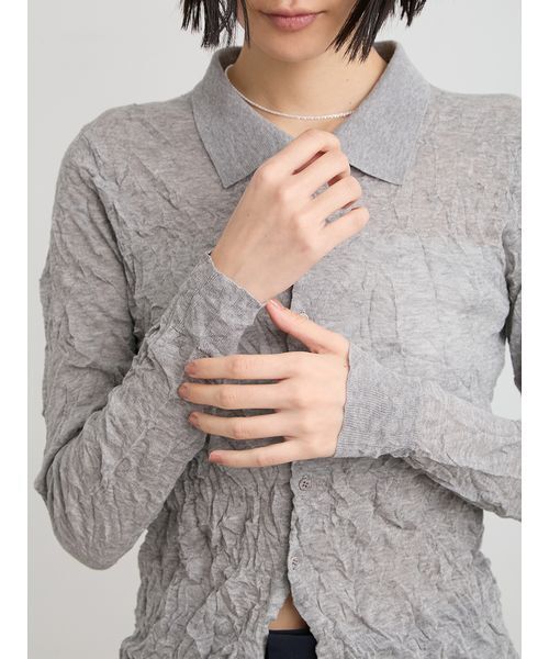 MIESROHE（ミースロエ）の「ワッシャーニットシャツ（ニット/セーター・レディース・ホワイト/ミント/イエロー/グレー・F）」の19枚目の写真