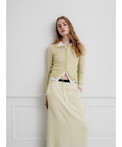 MIESROHE（ミースロエ）の「ワッシャーニットシャツ（ニット/セーター・レディース・ホワイト/ミント/イエロー/グレー・F）」の9枚目の写真