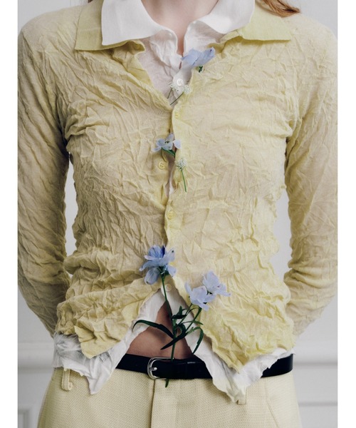 MIESROHE（ミースロエ）の「ワッシャーニットシャツ（ニット/セーター・レディース・ホワイト/ミント/イエロー/グレー・F）」の11枚目の写真