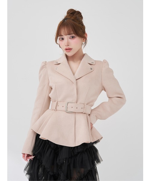 Darich（ダーリッチ）の「ヘムフレアスウェードライダースジャケット（ライダースジャケット・レディース・ブラック/モカ/ピンク・FREE）」の3枚目の写真