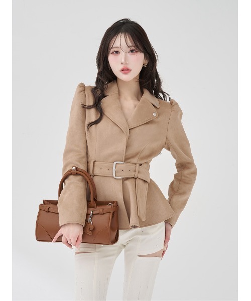 Darich（ダーリッチ）の「ヘムフレアスウェードライダースジャケット（ライダースジャケット・レディース・ブラック/モカ/ピンク・FREE）」の2枚目の写真