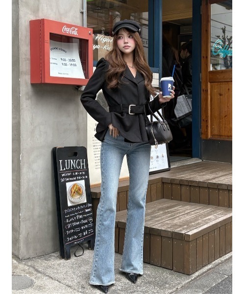 Darich（ダーリッチ）の「ヘムフレアスウェードライダースジャケット（ライダースジャケット・レディース・ブラック/モカ/ピンク・FREE）」の8枚目の写真