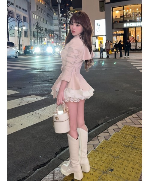 Darich（ダーリッチ）の「ヘムフレアスウェードライダースジャケット（ライダースジャケット・レディース・ブラック/モカ/ピンク・FREE）」の13枚目の写真