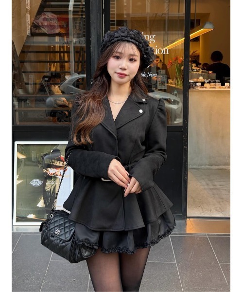 Darich（ダーリッチ）の「ヘムフレアスウェードライダースジャケット（ライダースジャケット・レディース・ブラック/モカ/ピンク・FREE）」の17枚目の写真