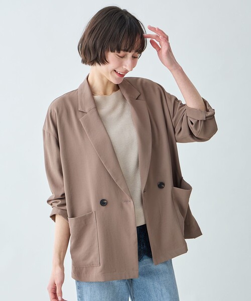 ANY(エニィ)の「涼やかDRYジャケット(セットアップ着用可)(テーラードジャケット・レディース・グレー系/ベージュ系/黄土色系・LARGE/MEDIUM)」の13枚目の写真
