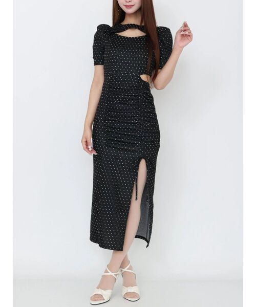 EATME（イートミー）の「デコルテリブワンピース（ワンピース・レディース・その他1/ピンク/グレー/ブラック・FREE）」の4枚目の写真