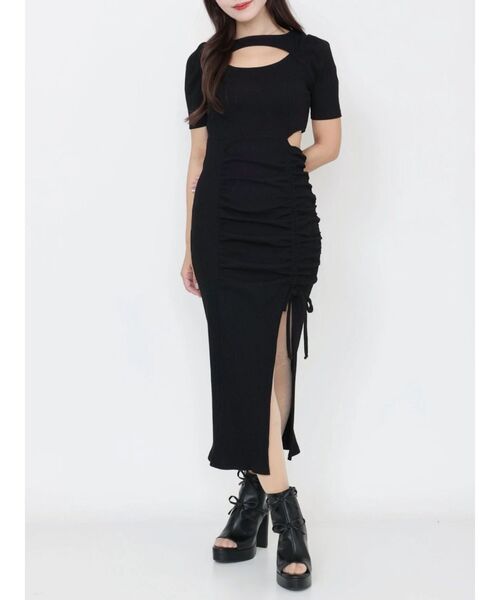 EATME（イートミー）の「デコルテリブワンピース（ワンピース・レディース・その他1/ピンク/グレー/ブラック・FREE）」の2枚目の写真