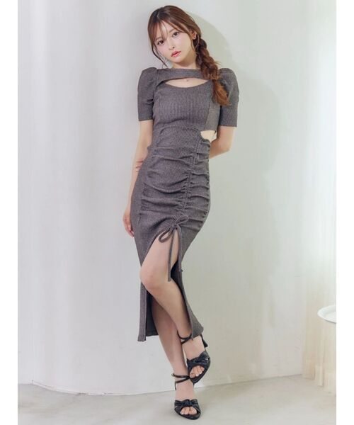 EATME（イートミー）の「デコルテリブワンピース（ワンピース・レディース・その他1/ピンク/グレー/ブラック・FREE）」の5枚目の写真