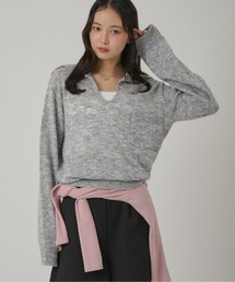 MUHET | collared button spring knit top / 襟ボタンニット(ニット/セーター)