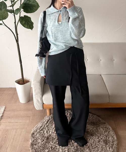 MUHET（ミュエータ）の「collared button spring knit top / 襟ボタンニット（ニット/セーター・レディース・カーキ/ライトブルー/グレー・FREE）」の14枚目の写真