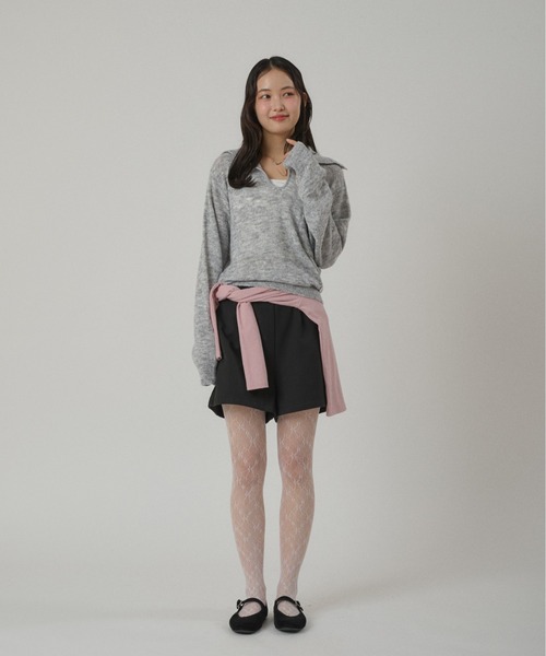 MUHET（ミュエータ）の「collared button spring knit top / 襟ボタンニット（ニット/セーター・レディース・カーキ/ライトブルー/グレー・FREE）」の9枚目の写真