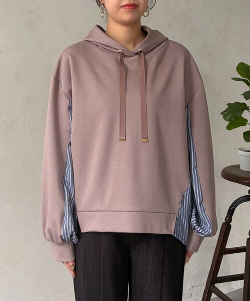 Chez toi(シェトワ)の「ダンボールBACKストライプ切替パーカー(Tシャツ/カットソー・レディース・モカ/アイボリー/チャコールグレー・FREE)」の22枚目の写真