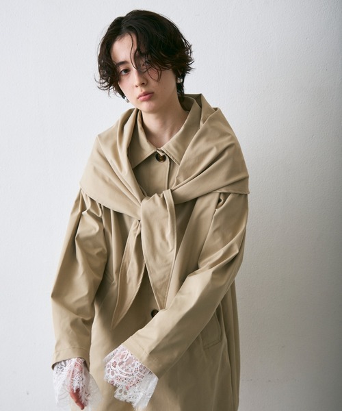 Trish(トリッシュ)の「コンパクトツイルスカーフ付きステンカラーコート(ステンカラーコート・レディース・ベージュ/アイボリー・MEDIUM)」の17枚目の写真