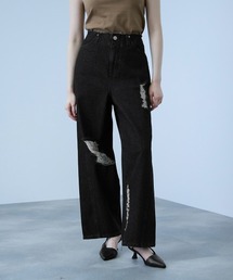 VICKY | デニムカットオフダメージパンツ≪洗濯機で洗える≫(デニムパンツ)