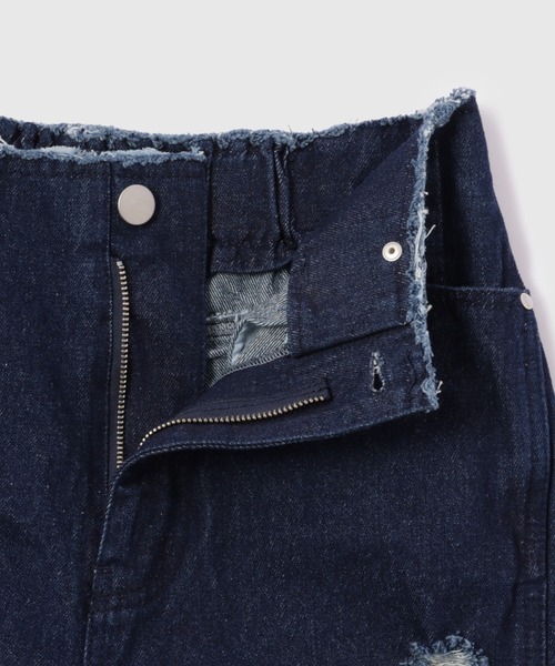VICKY（ビッキー）の「デニムカットオフダメージパンツ≪洗濯機で洗える≫（デニムパンツ・レディース・ブラック/ネイビー/ブルー・M）」の9枚目の写真