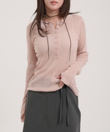 Perushu（ペルーシュ）の「Sheer Ribbed Knit Polo／シアーリブニットポロ（ニット/セーター）」