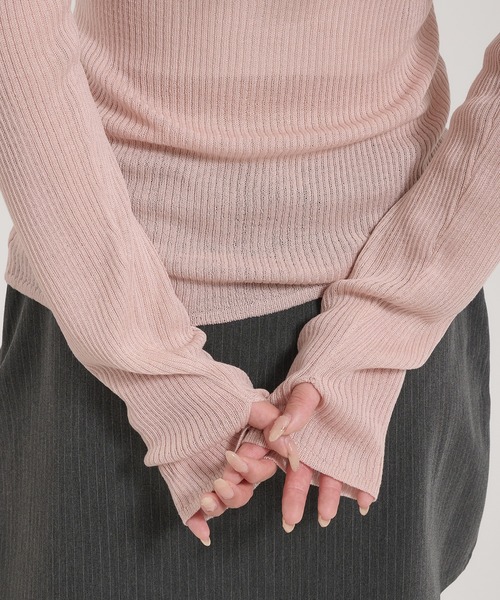 Perushu(ペルーシュ)の「Sheer Ribbed Knit Polo/シアーリブニットポロ(ニット/セーター・レディース・ネイビー/アイボリー/ピンク・FREE)」の12枚目の写真