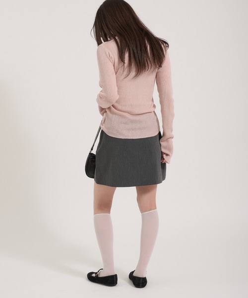 Perushu(ペルーシュ)の「Sheer Ribbed Knit Polo/シアーリブニットポロ(ニット/セーター・レディース・ネイビー/アイボリー/ピンク・FREE)」の11枚目の写真