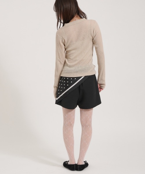 Perushu(ペルーシュ)の「Sheer Ribbed Knit Polo/シアーリブニットポロ(ニット/セーター・レディース・ネイビー/アイボリー/ピンク・FREE)」の22枚目の写真