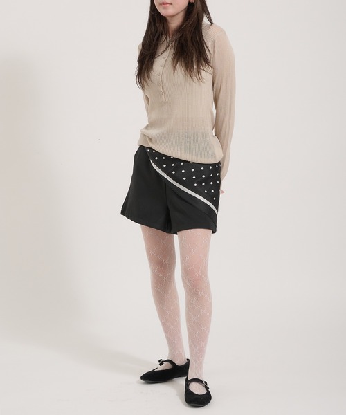 Perushu(ペルーシュ)の「Sheer Ribbed Knit Polo/シアーリブニットポロ(ニット/セーター・レディース・ネイビー/アイボリー/ピンク・FREE)」の21枚目の写真