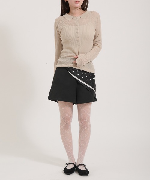 Perushu(ペルーシュ)の「Sheer Ribbed Knit Polo/シアーリブニットポロ(ニット/セーター・レディース・ネイビー/アイボリー/ピンク・FREE)」の20枚目の写真