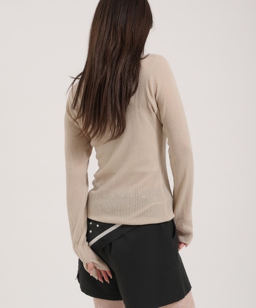 Perushu(ペルーシュ)の「Sheer Ribbed Knit Polo/シアーリブニットポロ(ニット/セーター・レディース・ネイビー/アイボリー/ピンク・FREE)」の19枚目の写真