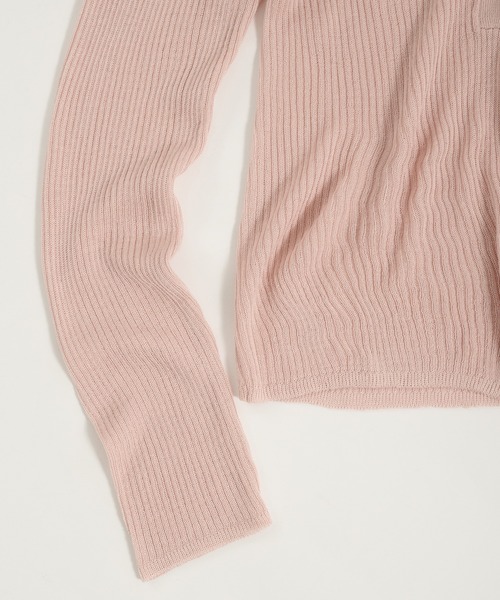 Perushu(ペルーシュ)の「Sheer Ribbed Knit Polo/シアーリブニットポロ(ニット/セーター・レディース・ネイビー/アイボリー/ピンク・FREE)」の16枚目の写真