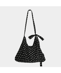 D.LAB（ディラップ）の「プラムパターンリボンエコバッグ-小花ブラック（メッセンジャーバッグ）」