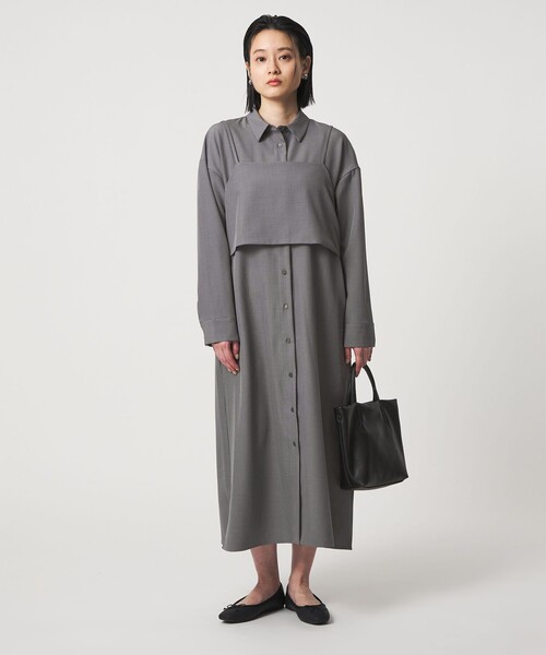 A DAY IN THE LIFE UNITED ARROWS(アデイインザライフユナイテッドアローズ)の「キャミレイヤード シャツワンピース ‐セットアイテム‐<A DAY IN THE LIFE>(ワンピース・レディース・ネイビー/グレー系/ナチュラル・FREE)」の1枚目の写真