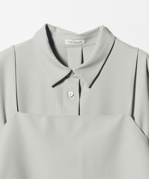 A DAY IN THE LIFE UNITED ARROWS(アデイインザライフユナイテッドアローズ)の「キャミレイヤード シャツワンピース ‐セットアイテム‐<A DAY IN THE LIFE>(ワンピース・レディース・ネイビー/グレー系/ナチュラル・FREE)」の10枚目の写真