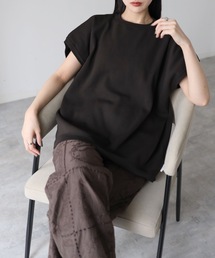 スウェットライクニットビッグTシャツ/ロング丈