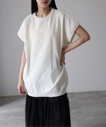スウェットライクニットビッグTシャツ/ロング丈