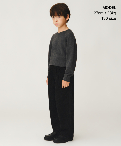 MUSINSA STANDARD KIDS（ムシンサスタンダードキッズ）の「ワンタックワイドバンディングコーデュロイパンツ[ブラック]（その他パンツ・レディース・その他・100/110/120/130/140/150/160）」の4枚目の写真