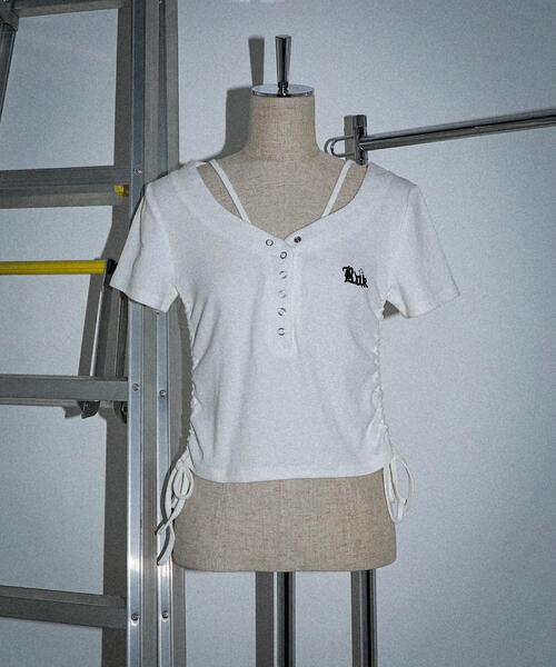 dispark（ディスパーク）の「DISPARK/【26年春夏新作】ヘンリーネックロゴ刺繍T（Tシャツ/カットソー・レディース・ホワイト/ブラック・FREE）」の3枚目の写真