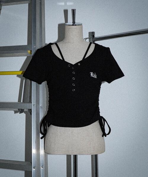 dispark（ディスパーク）の「DISPARK/【26年春夏新作】ヘンリーネックロゴ刺繍T（Tシャツ/カットソー・レディース・ホワイト/ブラック・FREE）」の4枚目の写真