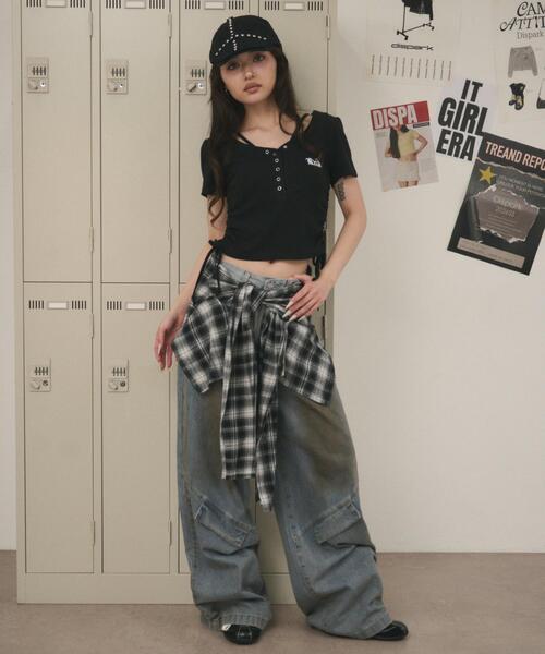 dispark（ディスパーク）の「DISPARK/【26年春夏新作】ヘンリーネックロゴ刺繍T（Tシャツ/カットソー・レディース・ホワイト/ブラック・FREE）」の6枚目の写真