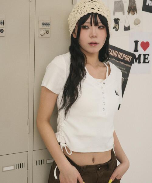 dispark（ディスパーク）の「DISPARK/【26年春夏新作】ヘンリーネックロゴ刺繍T（Tシャツ/カットソー・レディース・ホワイト/ブラック・FREE）」の8枚目の写真