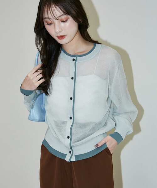 FREAK'S STORE(フリークスストア)の「PUBLUX/パブリュクス ウォッシャブル リネン 配色 シアー ニットカーディガン 限定展開(カーディガン/ボレロ・レディース・ブルーグレー/ブルー/ナチュラル・フリ-)」の18枚目の写真