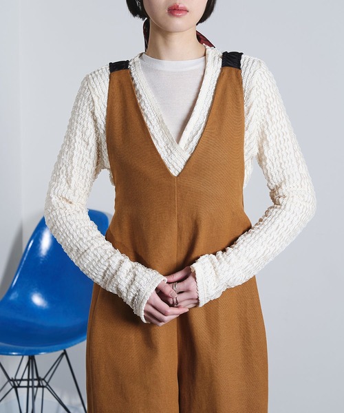 ROSE BUD（ローズバッド）の「(mici)BACK CROSS OVERALLS（サロペット/オーバーオール・レディース・ブラウン/ブラック・S/M）」の9枚目の写真