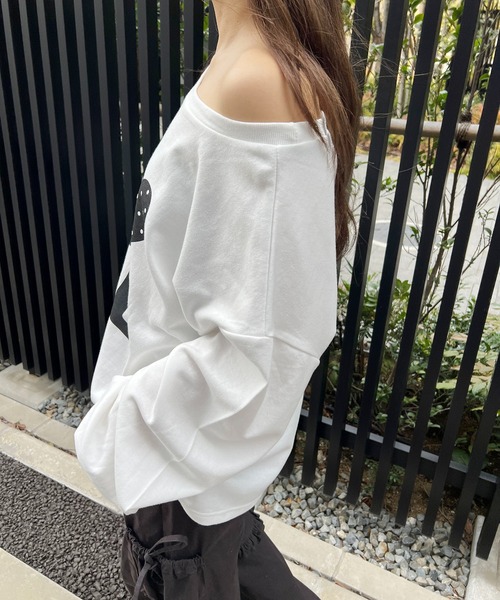WC(ダブル シー)の「LOVEドットオフショルビッグトップス(Tシャツ/カットソー・レディース・ブラック/ホワイト・FREE)」の5枚目の写真